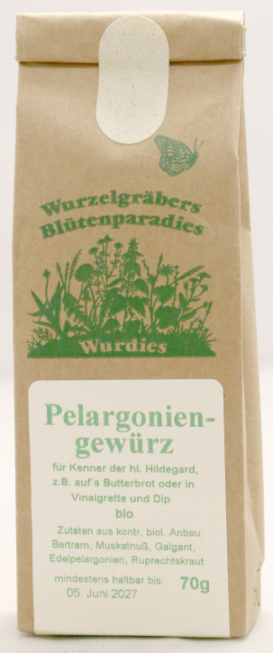 Pelargoniengewürz, z.B. auf Brot, bio