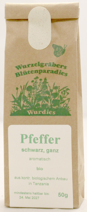 Pfeffer, schwarz, große Aromabreite, ganz, bio