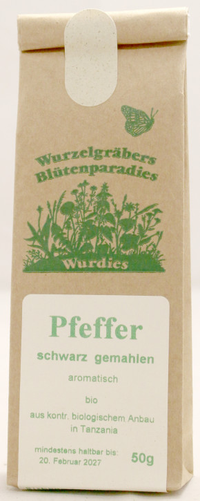 Pfeffer, schwarz, große Aromabreite, gemahlen, bio