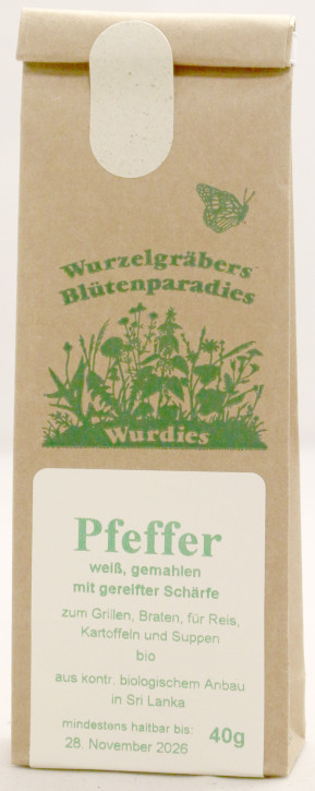 Pfeffer, weiß, gemahlen, bio