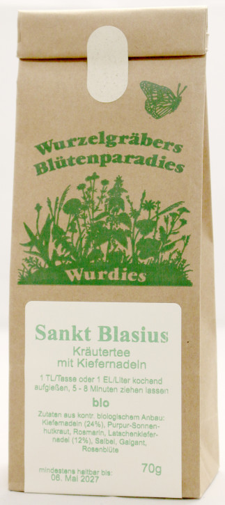 Sankt Blasius, Haustee mit Kiefernadeln, bio