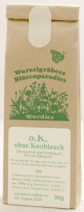 o.K. - ohne Knoblauch, gemahlene Knobiersatzmischung mit Bärlauch, bio